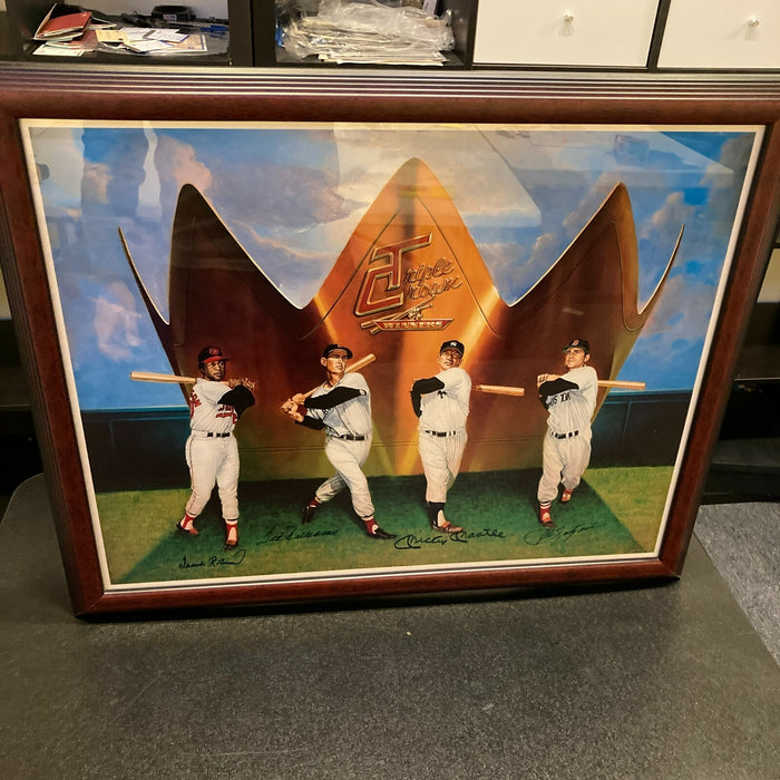 Mickey Mantle Ted Williams Carl Yastrzemski Triple Crown Signed 23x27 Photo PSA