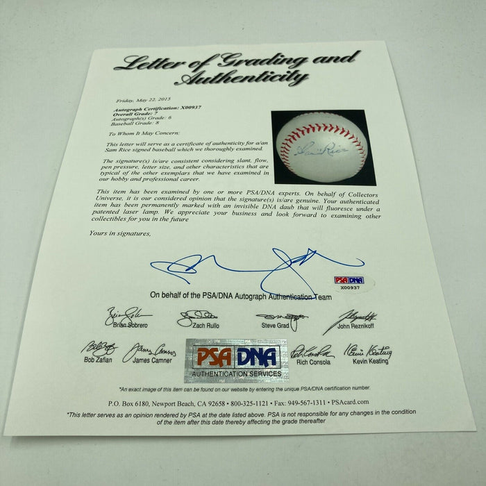 Sam Rice Single Signed Autographed Baseball With PSA DNA & JSA COA RARE HOF