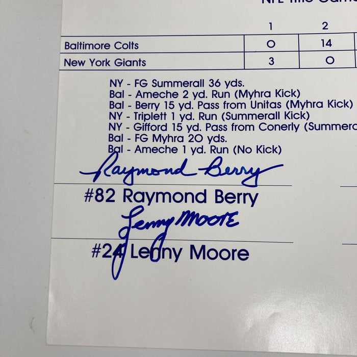 Art Donovan Raymond Berry Lenny Moore Gino Marchetti Signed 12x18 Photo Colts