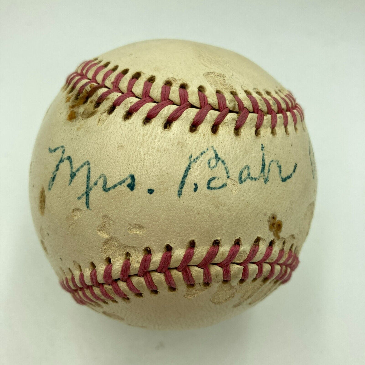 Mrs. Babe Ruth Single Signed 1950's Babe Ruth League Baseball JSA COA ...