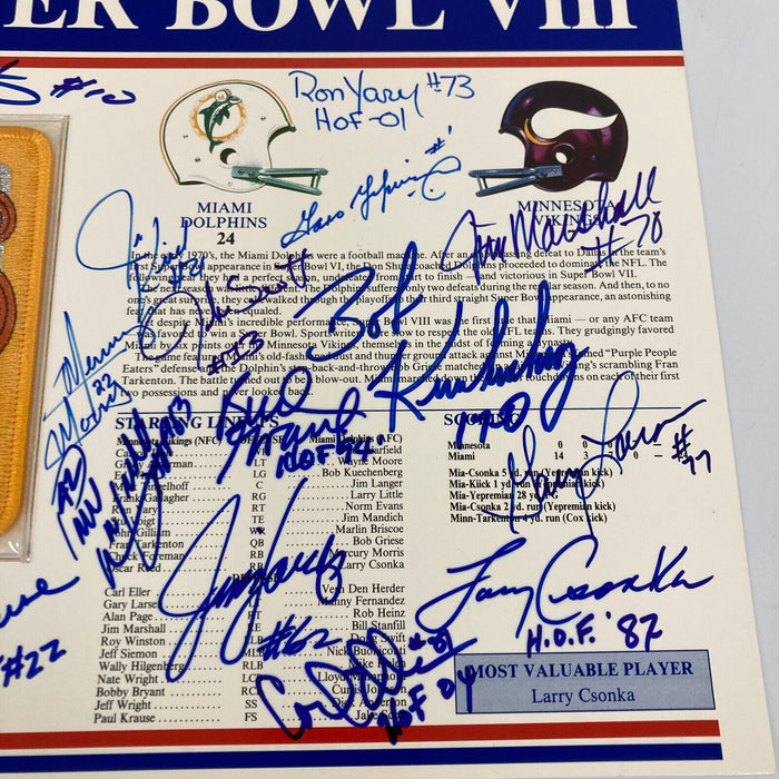 1973 Miami Dolphins Super Bowl Champs Team Signed Commemorative Patch JSA COA