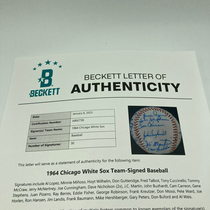 Beautiful 1964 Chicago White Sox Team Signed Baseball Beckett COA