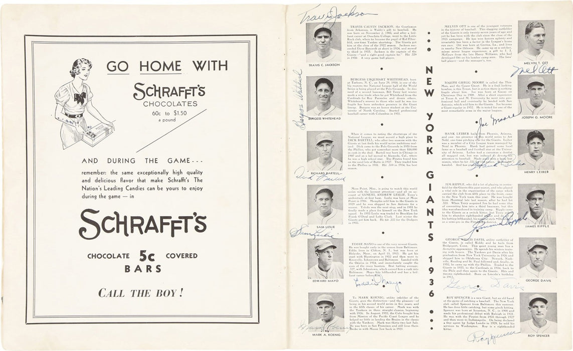 1936 New York Yankees Team Signed World Series Program 51 Sigs Lou Gehrig PSA