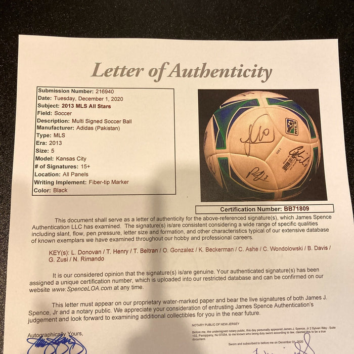 2013 MLS All Star Game Multi Signed Official Adidas Soccer Ball JSA COA