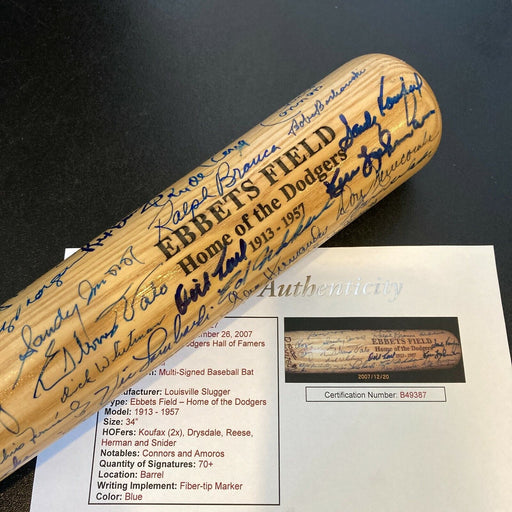 Brooklyn & Los Angeles Dodgers Multi Signed Bat 70+ Sigs! JSA COA Sandy Koufax