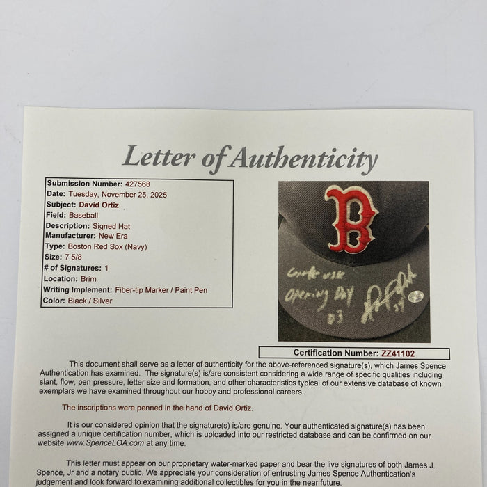 David Ortiz Boston Red Sox Debut Game Used Signed Hat JSA COA First Game Red Sox