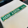 Hank Aaron Twice Signed 6x30 Street Sign Hank Aaron BLVD JSA COA