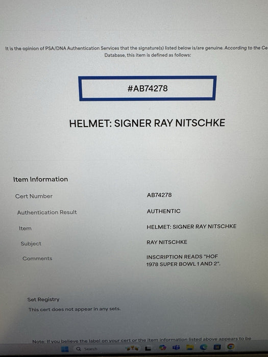 Ray Nitschke "H.O.F. 1978 Super Bowl I & II" Signed Green Bay Packers Helmet PSA