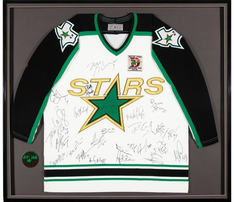 1993-94 Dallas Stars Inaugural Season Team Signed Game Jersey Framed Beckett COA