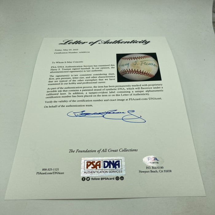 President Harry S. Truman Single Signed Baseball PSA DNA & JSA COA