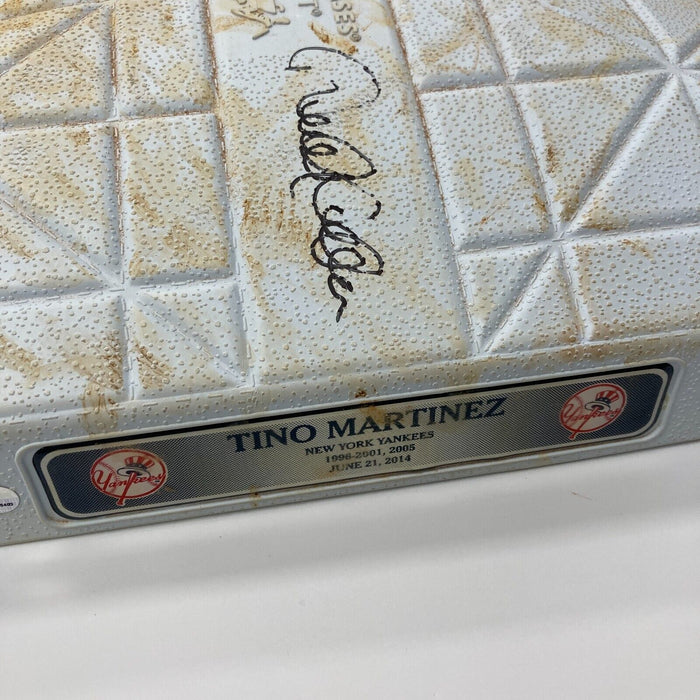 Derek Jeter & Tino Martinez Signed Game Used Tino Martinez Day Base Steiner JSA