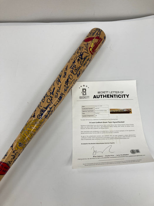 Beautiful St. Louis Cardinals Legends Signed Baseball Bat 88 Sigs! Beckett COA