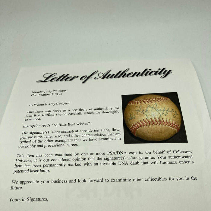 Red Ruffing Single Signed American League Baseball PSA DNA COA