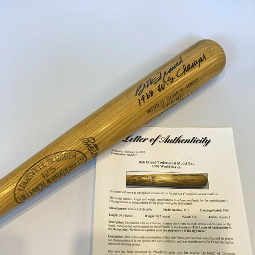 Bob Friend Signed 1960 World Series Game Issued Bat Pittsburgh Pirates PSA DNA