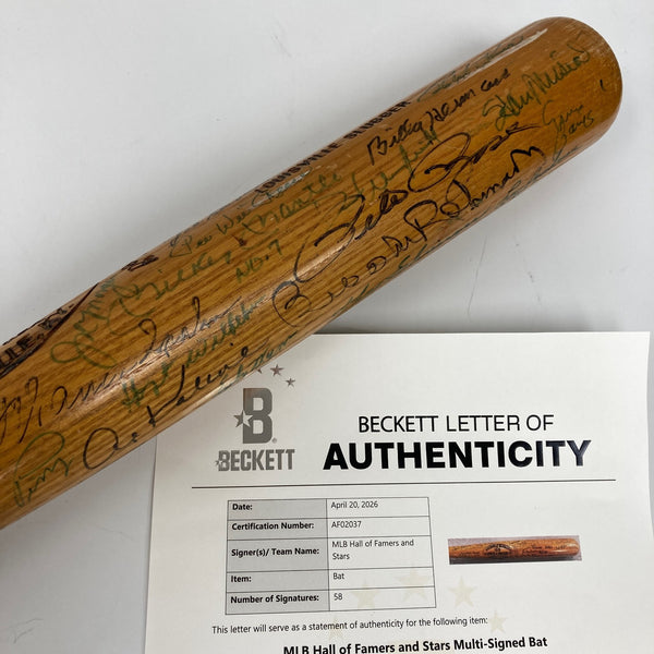 Mickey Mantle Ted Williams Willie Mays 58 Sigs Hall Of Fame Multi Signed Bat BAS