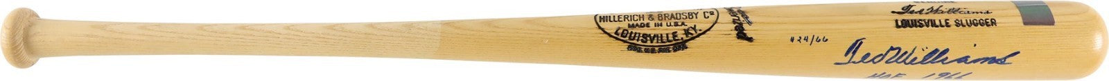 Ted Williams "HOF 1966 1941 .406" Signed Inscribed Baseball Bat MINT JSA