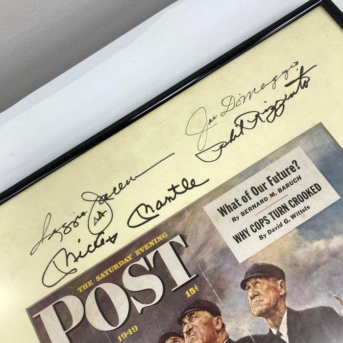 Mickey Mantle Joe Dimaggio HOF Multi Signed Norman Rockwell Photo Beckett COA