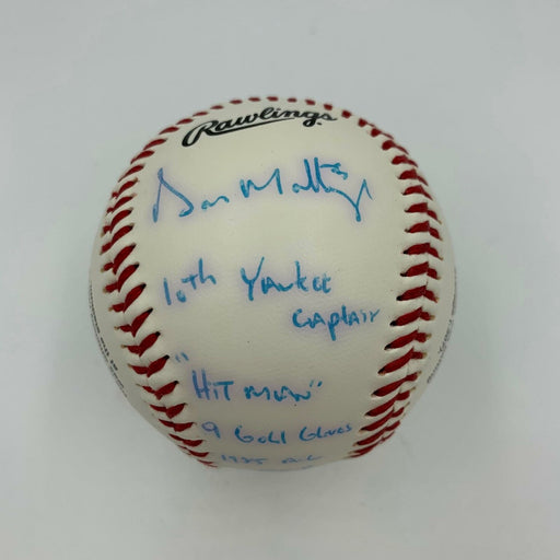Don Mattingly "10th Yankee Captain Hitman 9 Gold Gloves" Signed Baseball Steiner