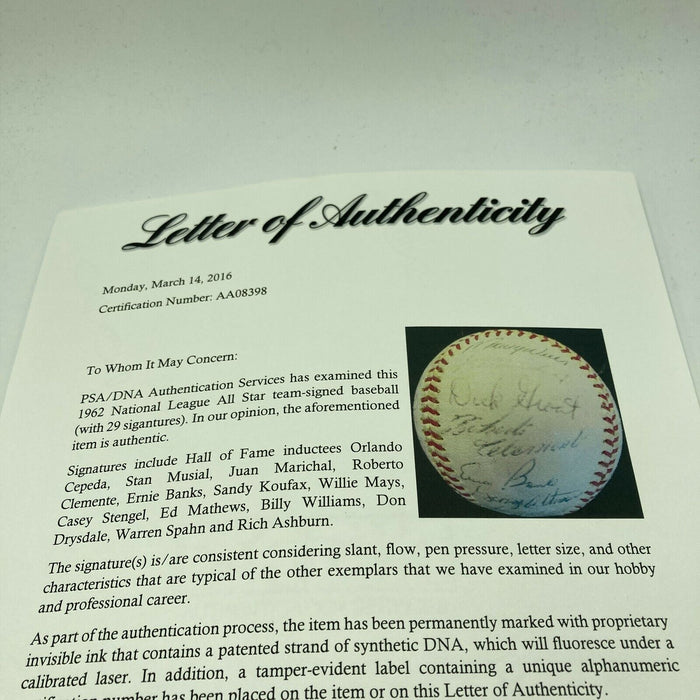 Roberto Clemente 1962 All Star Game Signed Baseball Don Drysdale Estate PSA DNA