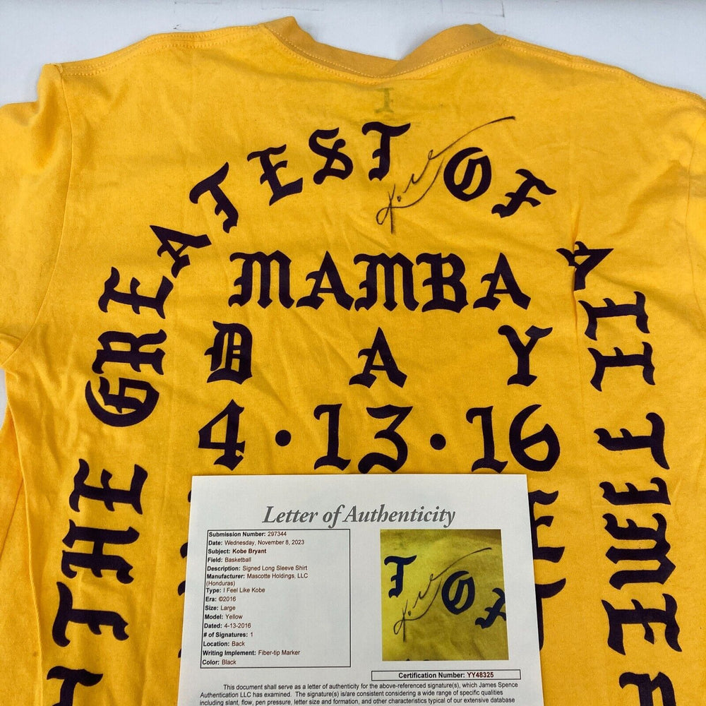 Kobe Bryant Signed I Feel Like Kobe Mamba Day Lakers T Shirt JSA COA Showpieces Sports