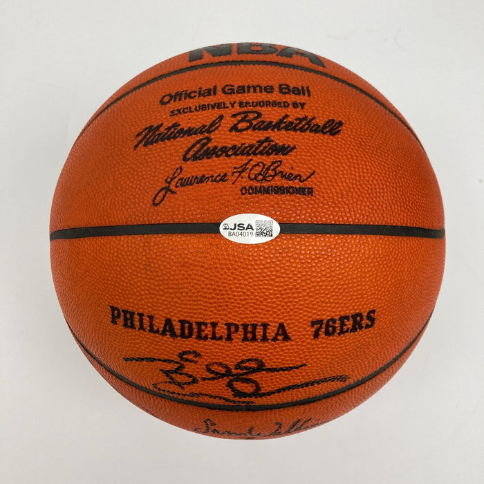 1983-84 Philadelphia 76ers Team Signed Vintage Game Issued Basketball JSA