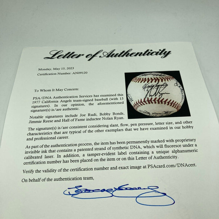 Nolan Ryan 1977 California Angels Team Signed American League Baseball PSA DNA