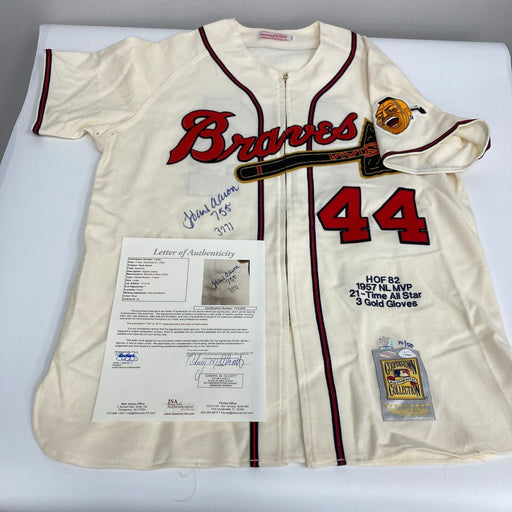 Hank Aaron 755 Home Runs 3771 Hits Signed Milwaukee Braves Jersey JSA COA