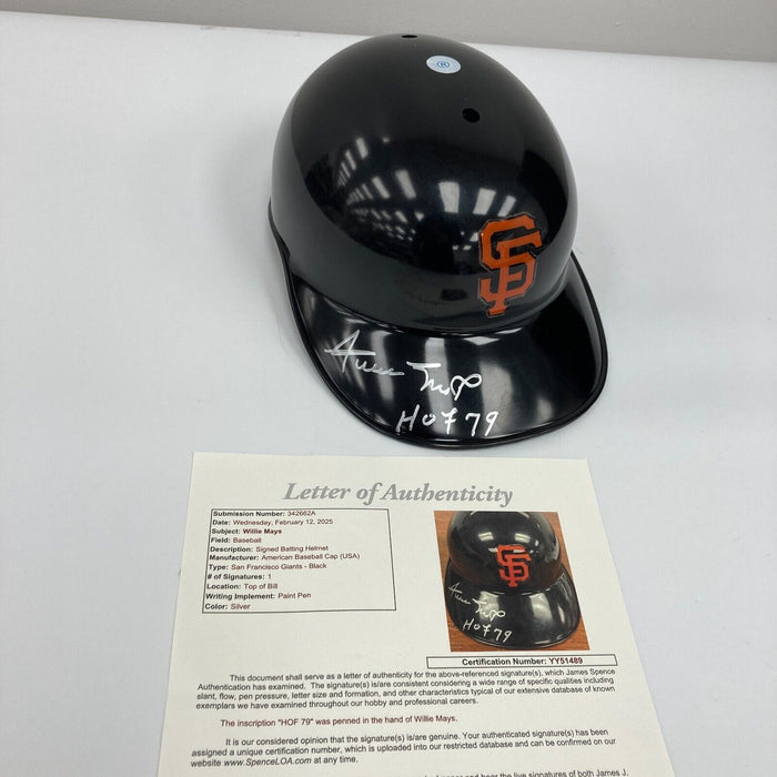 Willie Mays HOF 1979 Signed Authentic San Francisco Game Giants Helmet JSA COA