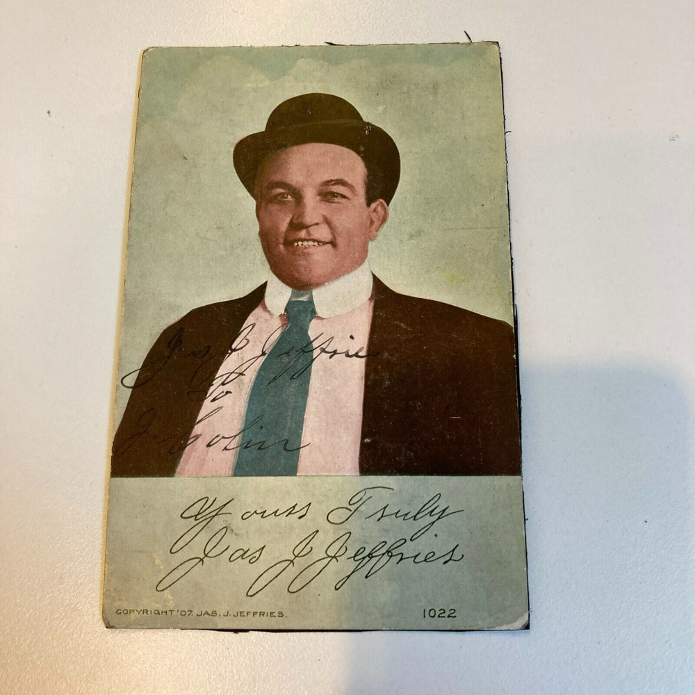 James J. Jeffries Signed Autographed 1907 Boxing Card Photo JSA COA