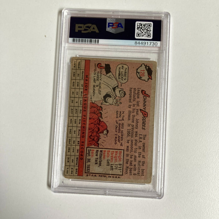 1958 Topps Johnny Podres Signed Baseball Card Los Angeles Dodgers PSA DNA COA