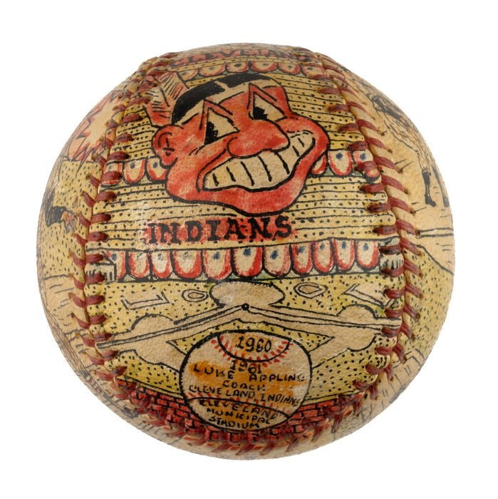 Beautiful Luke Appling Hand Painted George Sosnak Folk Art Signed Baseball