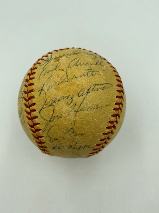 1960 Chicago Cubs Team Signed NL Baseball Ernie Banks Ron Santo With JSA COA