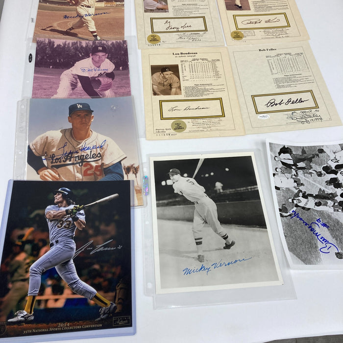Lot Of (18) Signed MLB Baseball Photos Jose Canseco Bob Feller Don Larsen
