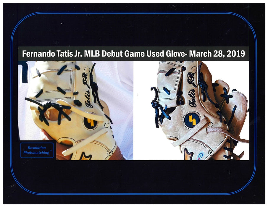 Fernando Tatis Jr. MLB Debut Game Used Photo Matched Baseball Glove With COA