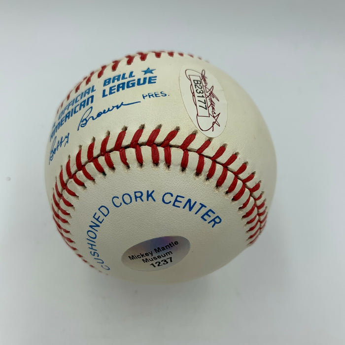 Beautiful Mickey Charles Mantle Full Name Signed AL Baseball JSA Graded MINT 9