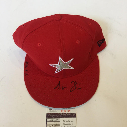 Aaron Hicks Rookie 2010 Signed Game Worn All Star Game Hat Cap JSA COA Yankees