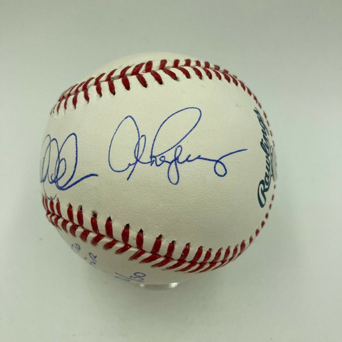 Derek Jeter Alex Rodriguez 3000th Hit Home Run Signed Inscribed Baseball Steiner
