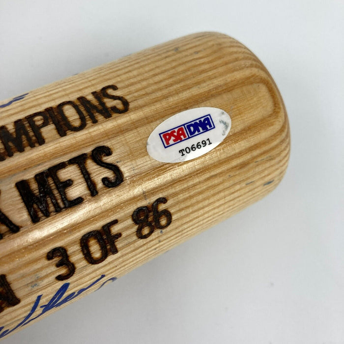 1986 New York Mets Team World Series Champs Signed Bat #3/86 PSA DNA