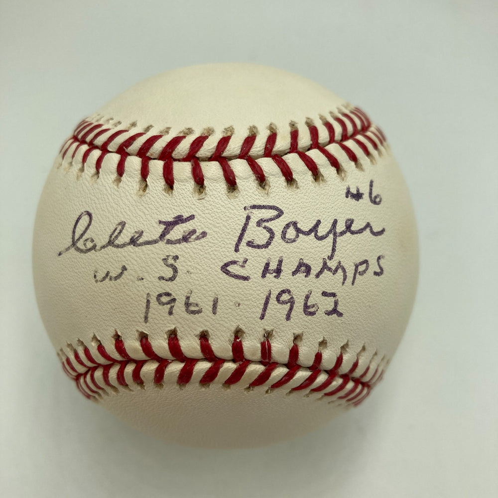 Clete Boyer #6 1961 & 1962 W.S. Champs Signed Baseball PSA DNA COA