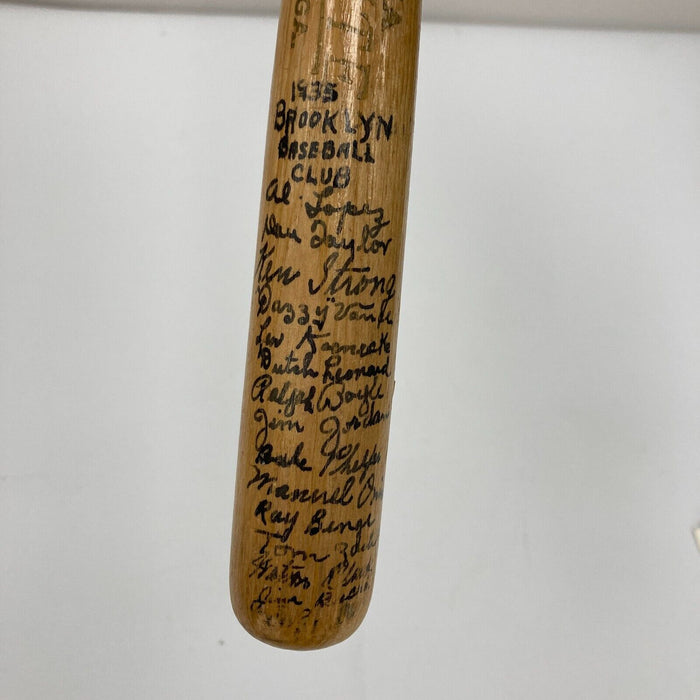 1935 Brooklyn Dodgers Team Signed Mini Baseball Bat 27 Sigs JSA COA