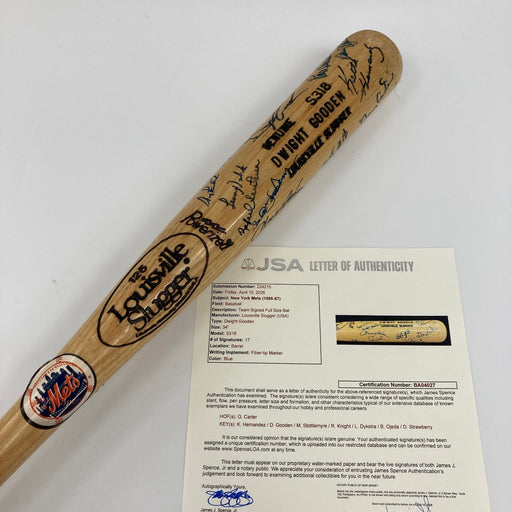 1986 New York Mets W.S. Champs Team Signed Baseball Bat JSA COA