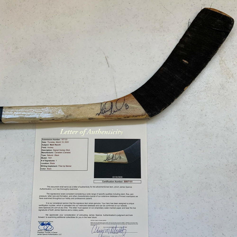 Mark Recchi Signed 1992 Game Used Canadian Hockey Stick JSA COA