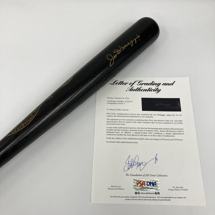 Beautiful Joe Dimaggio Signed Game Model Baseball Bat PSA DNA Graded MINT 9