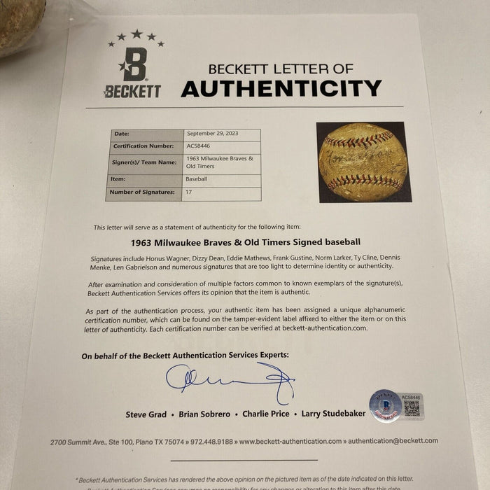 Honus Wagner Sweet Spot Multi Signed Baseball Beckett COA