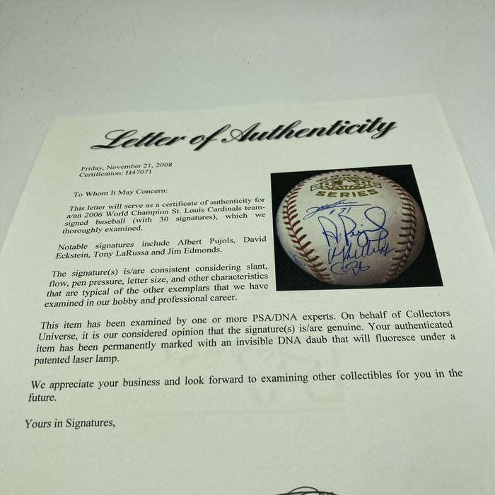 Stunning 2006 St. Louis Cardinals World Series Champs Team Signed Baseball PSA