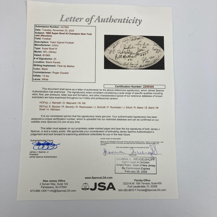 1968 New York Jets Super Bowl Champs Team Signed Wilson Football