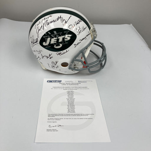 1969 New York Jets Super Bowl Champs Team Signed Authentic Game Helmet Steiner