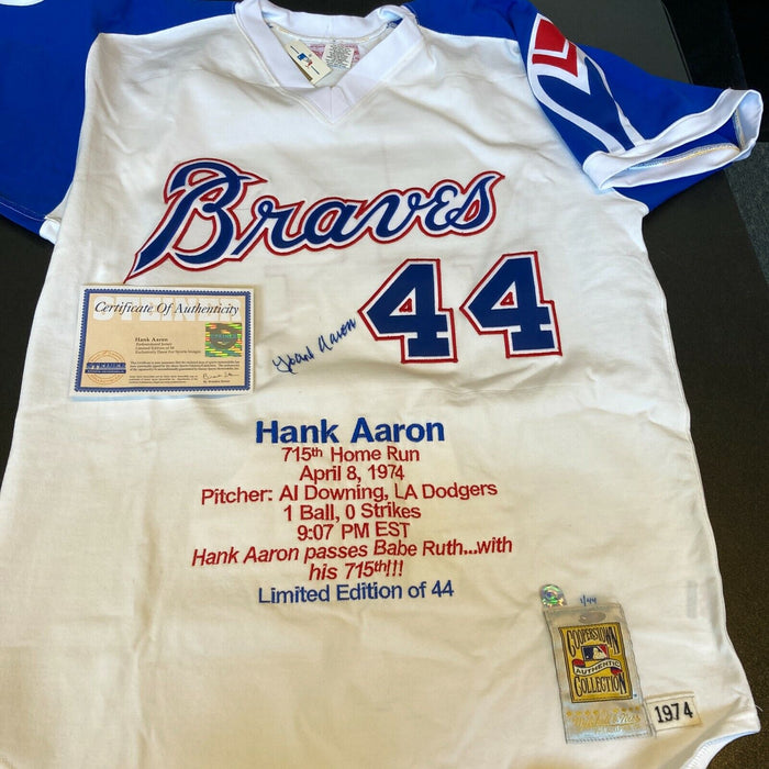 Beautiful Hank Aaron Signed 1974 Braves Authentic Jersey With STATS Steiner COA