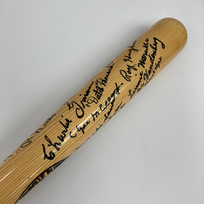 Chicago Cubs Hall Of Fame Legends Signed Baseball Bat 24 Sigs Ernie Banks JSA