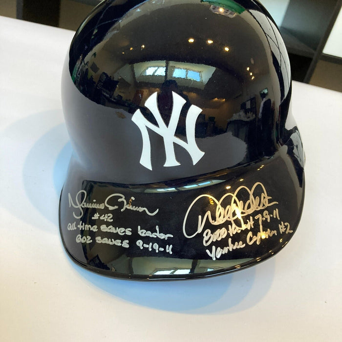 Derek Jeter Yankees Captain 3,000 Hits & Mariano Rivera Signed Helmet Steiner
